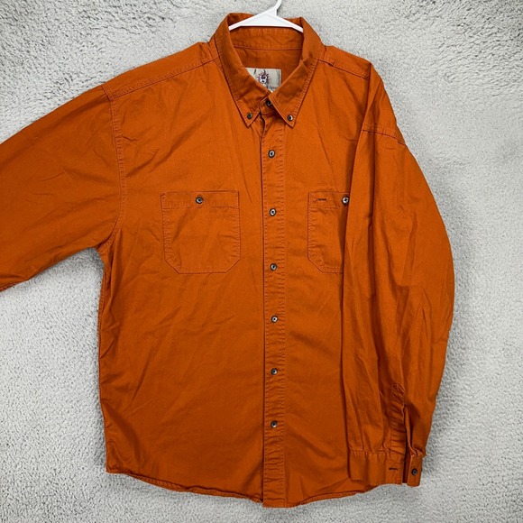 The Territory Ahead Mens Button Down Shirt 2XL Brown Long Sleeve Pockets Cotton